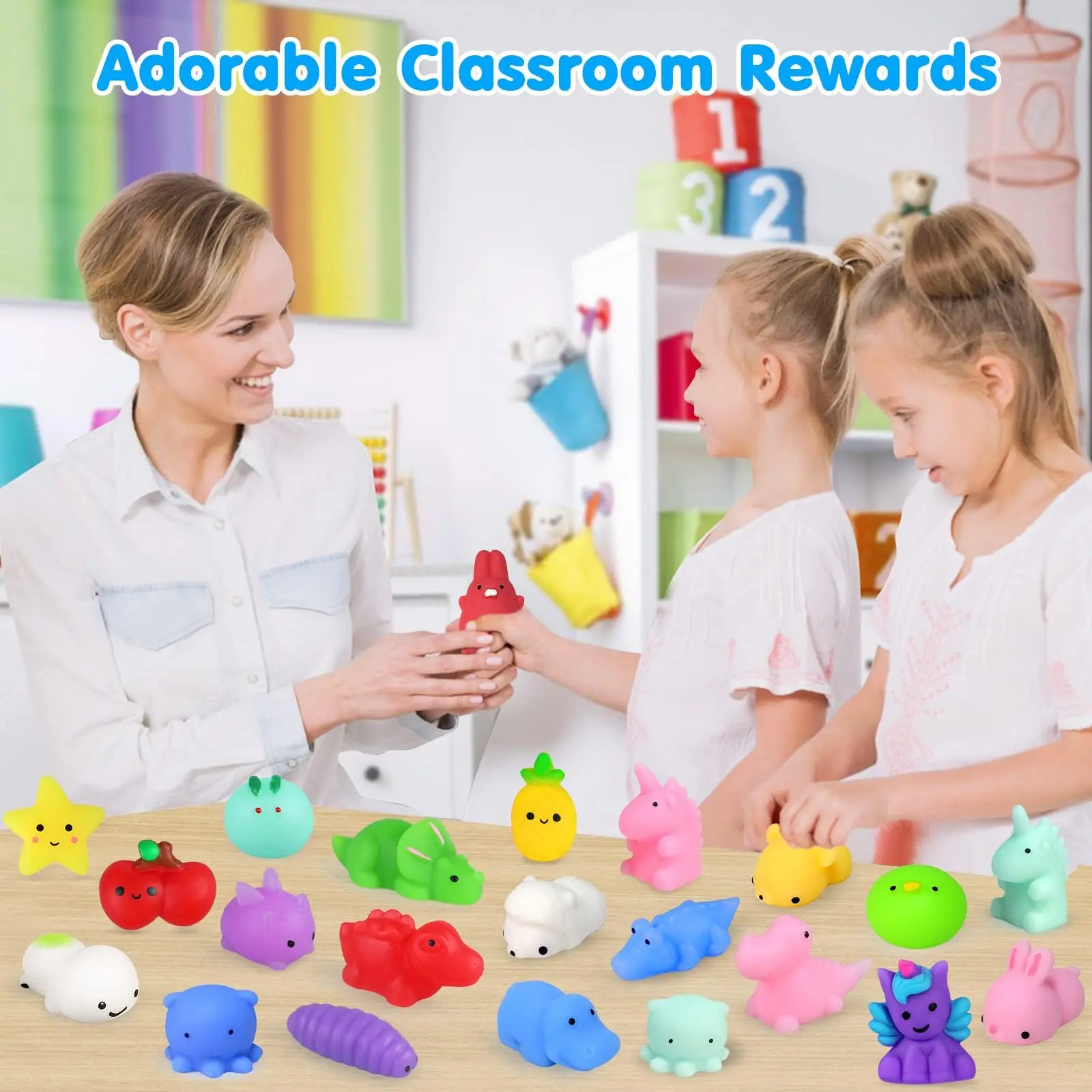24/36/48/60/72 pcs Mochi Squishy Toys, Kawaii Squishy Animals for Party Favors Classroom Prize Pinata Easter Fillers Fidget Toys