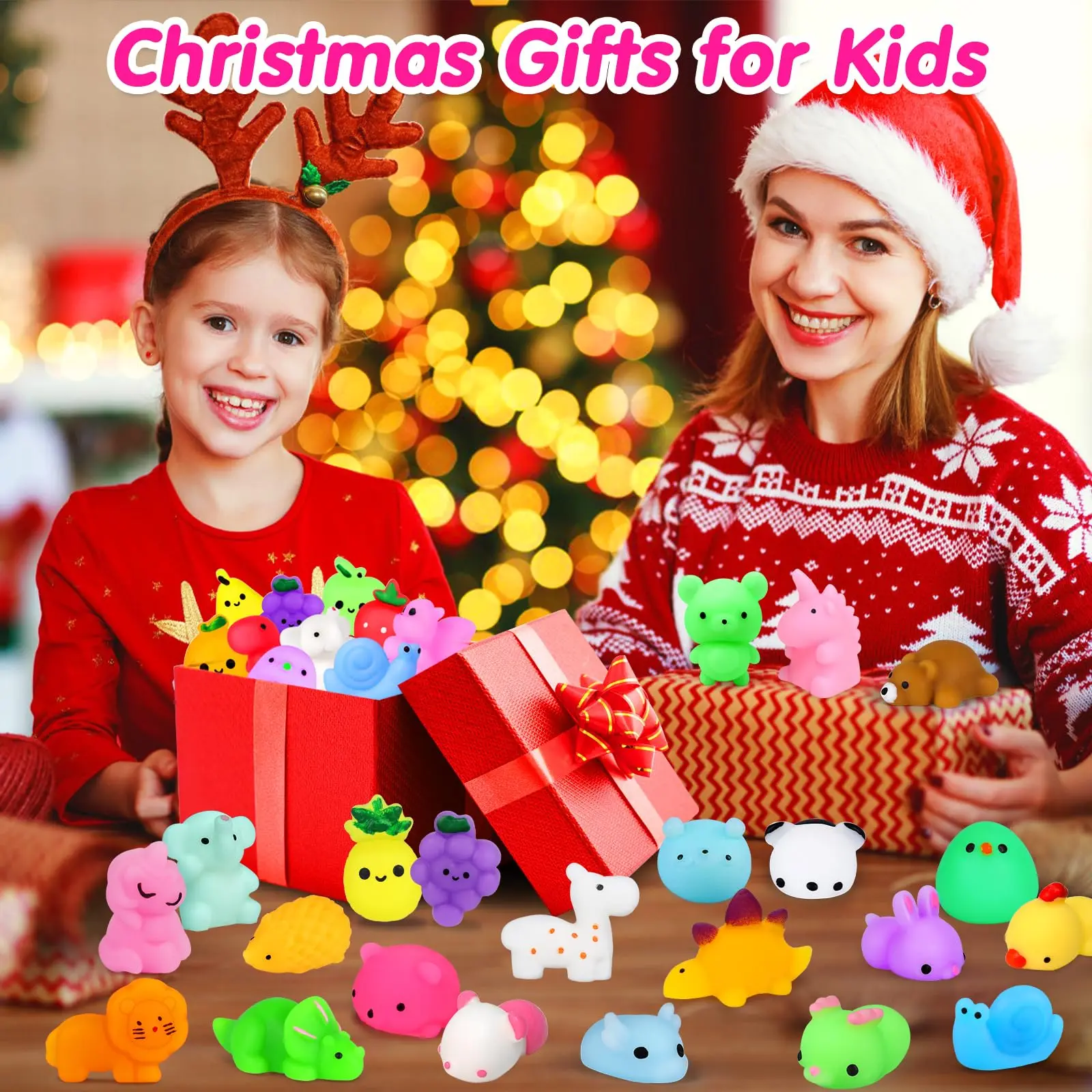 24/36/48/60/72 pcs Mochi Squishy Toys, Kawaii Squishy Animals for Party Favors Classroom Prize Pinata Easter Fillers Fidget Toys