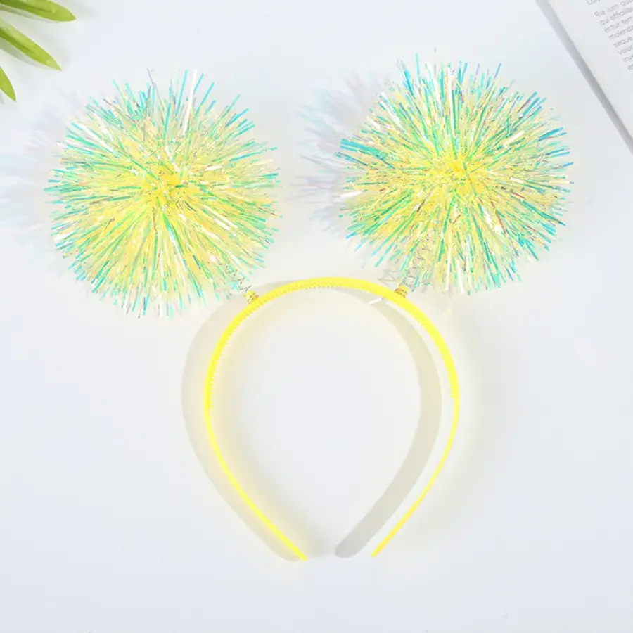 Children's Headwear Headband Colorful Bright Silk Hairball Hair Accessories Party Show Performance Personalized Laser Headband