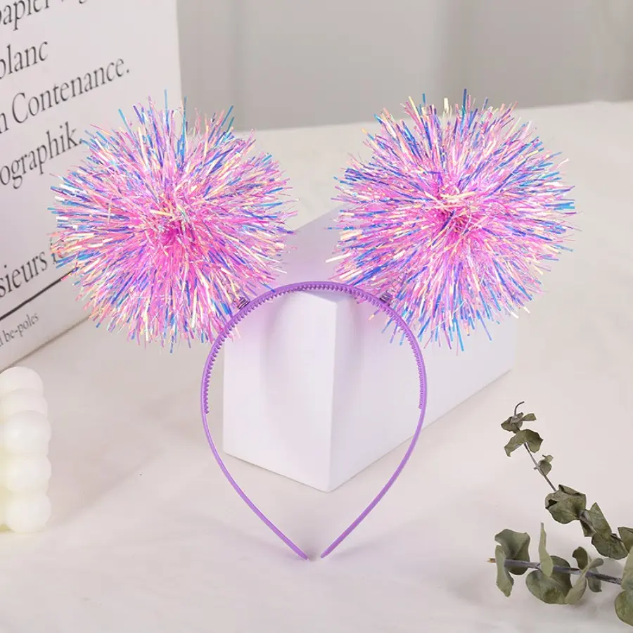 Children's Headwear Headband Colorful Bright Silk Hairball Hair Accessories Party Show Performance Personalized Laser Headband