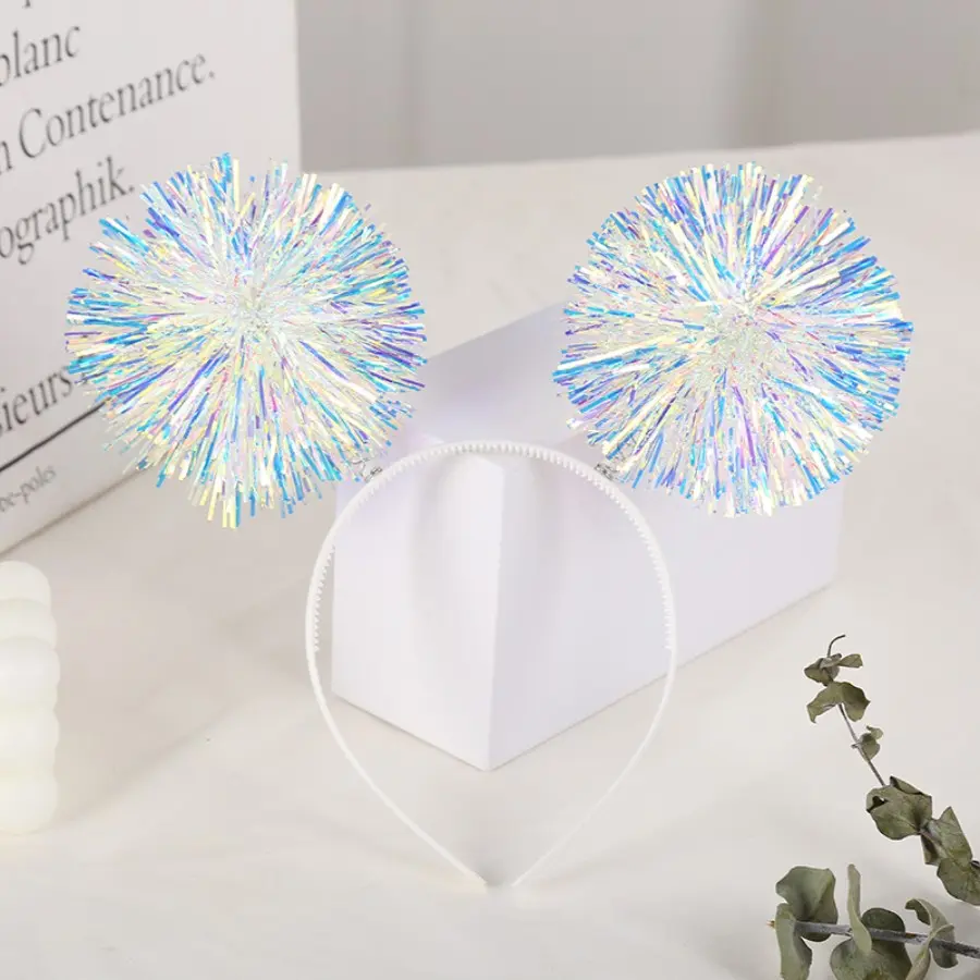 Children's Headwear Headband Colorful Bright Silk Hairball Hair Accessories Party Show Performance Personalized Laser Headband