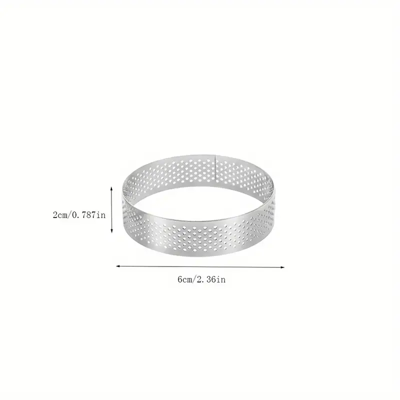6PCS/12PCS Perforated Tart Rings for Baking Stainless Steel Round Cake Rings French Dessert mold Small Fruit Tart Rings Baking
