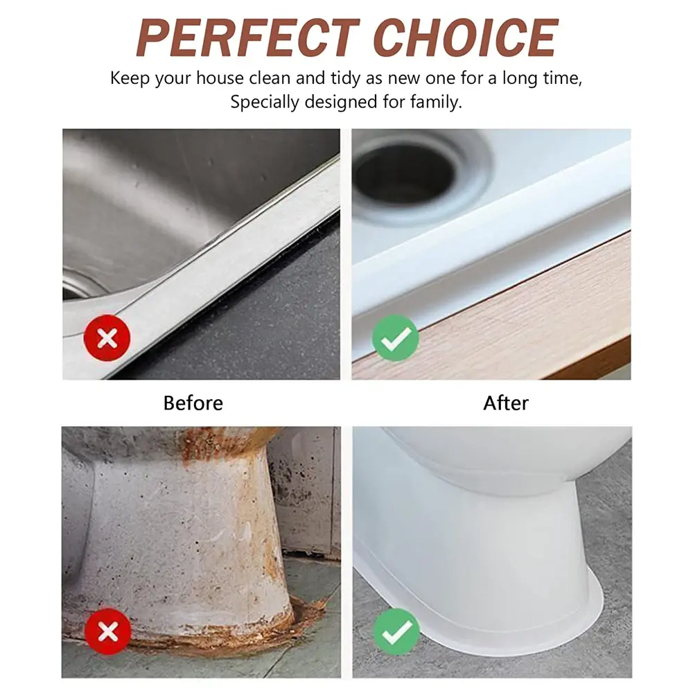 Caulk Tape Waterproof Self Sealing Tape PVC Caulking Strip for Bathroom Kitchen Shower Sink Countertop Floor Wall Edge Protector