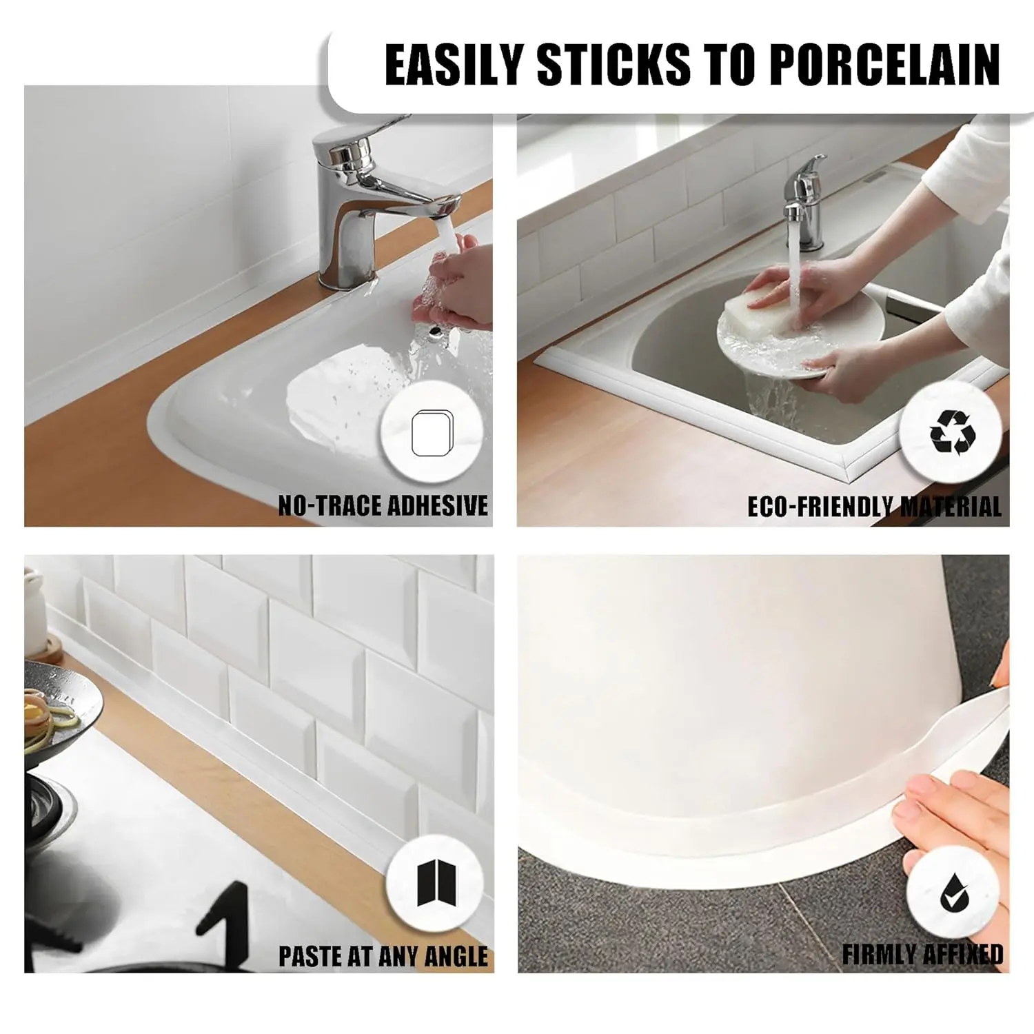 Caulk Tape Waterproof Self Sealing Tape PVC Caulking Strip for Bathroom Kitchen Shower Sink Countertop Floor Wall Edge Protector