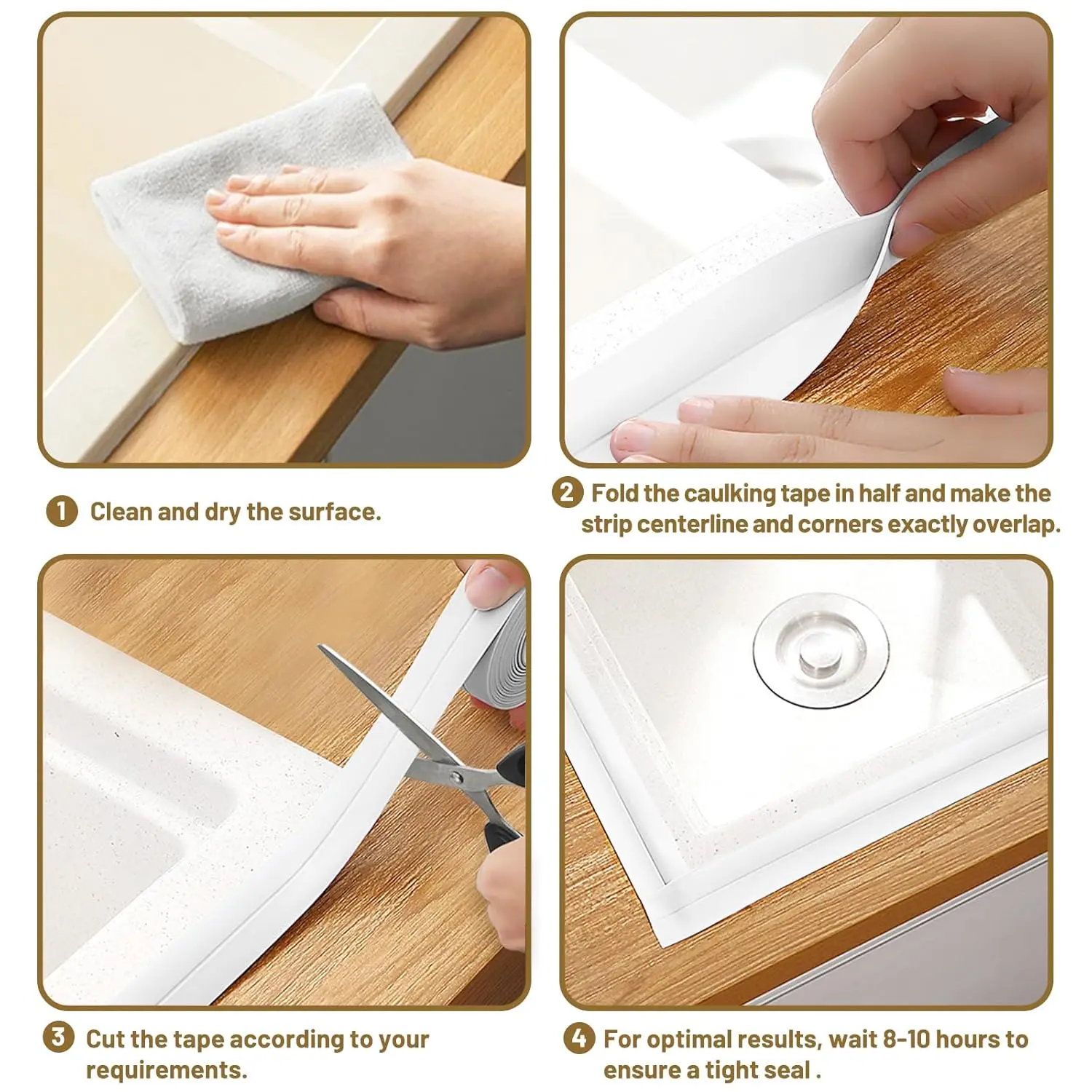 Caulk Tape Waterproof Self Sealing Tape PVC Caulking Strip for Bathroom Kitchen Shower Sink Countertop Floor Wall Edge Protector