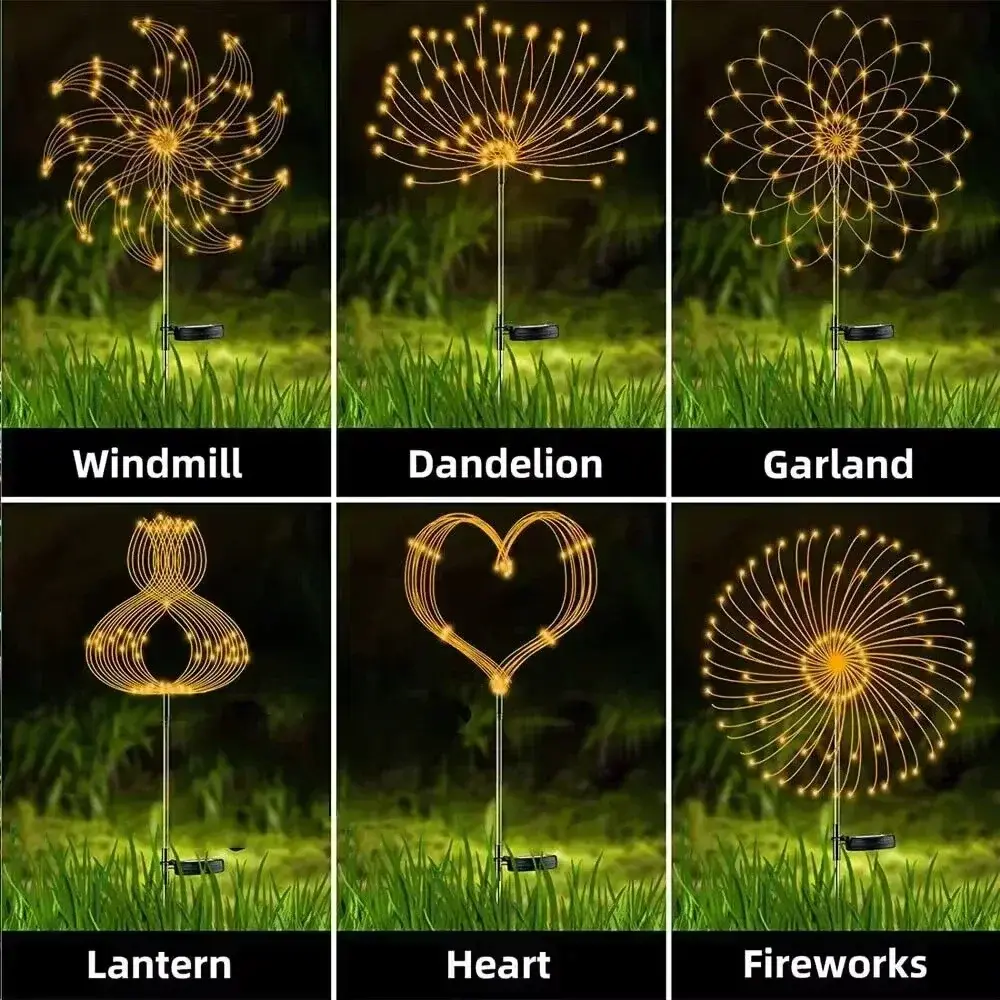 1PCS Outdoor Solar Fireworks Lights 90/150 LED Fairy String Light Waterproof Garden Lawn Lamps,8 Modes for Holiday Balcony Decor