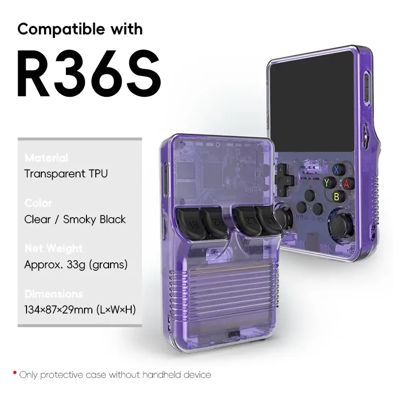 TPU Transparent Case for R36S Handheld Game Console Anti-scratch Waterproof Protective Shell for R36S Game Accessories