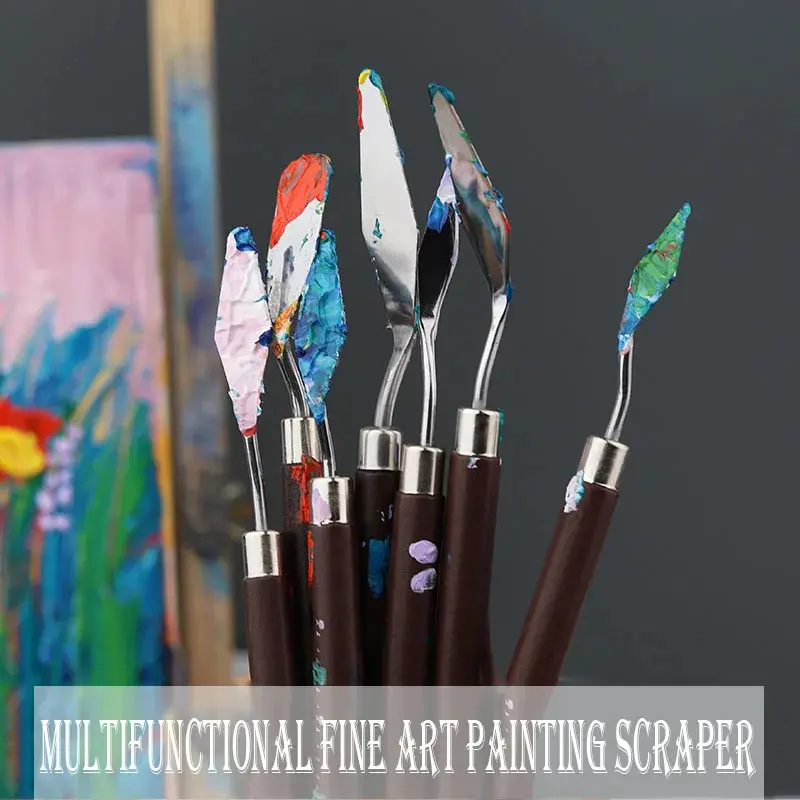 Oil painting knife Handle Spatula Palette Stainless Steel Knife Arts Painting Tool Artist Mixing Knife  Knives Wood Handle 1pc