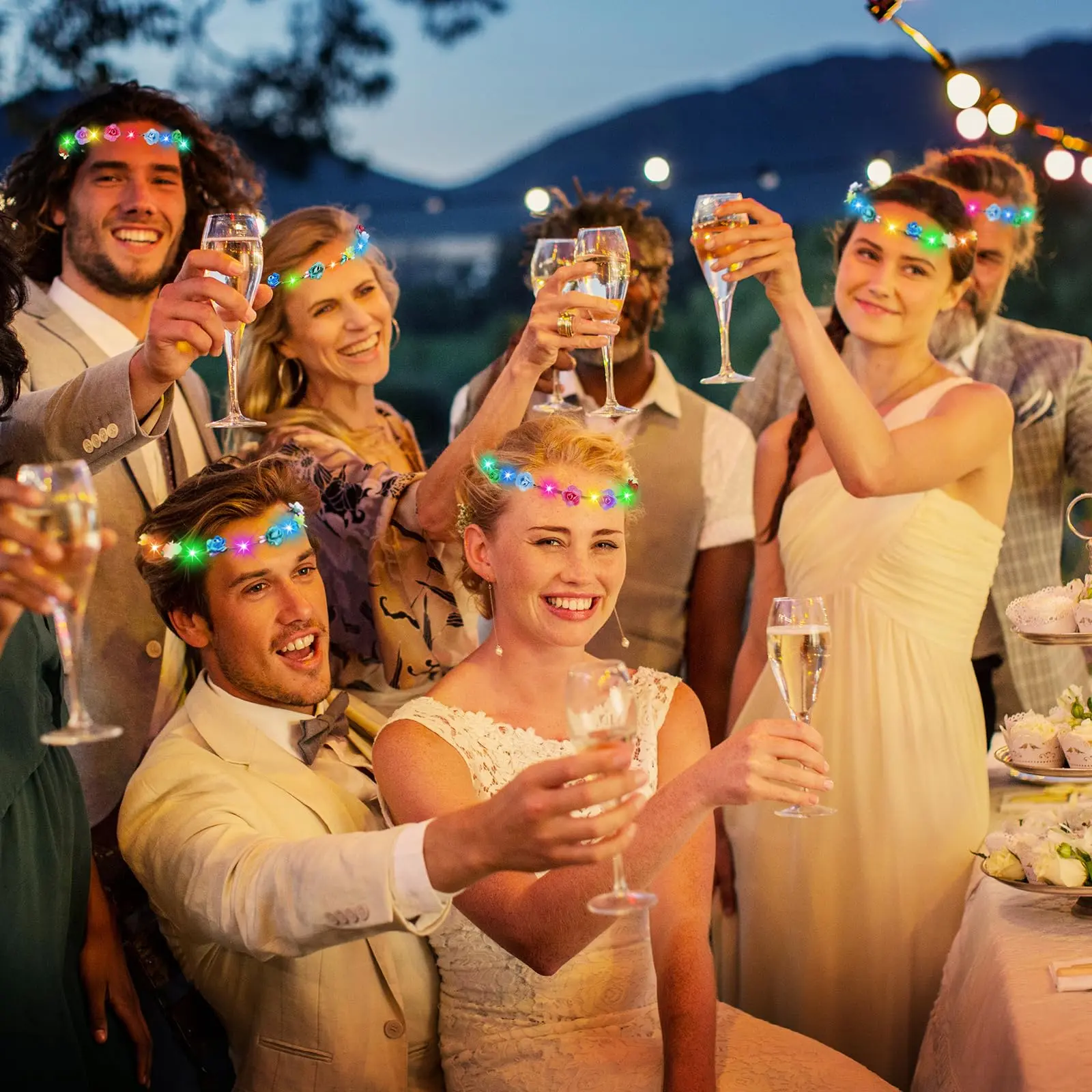 10-120PCS LED Flower Headband Crown Cat Ears Headband Light up Headband Glow in the Dark Headband for Wedding Party Favors