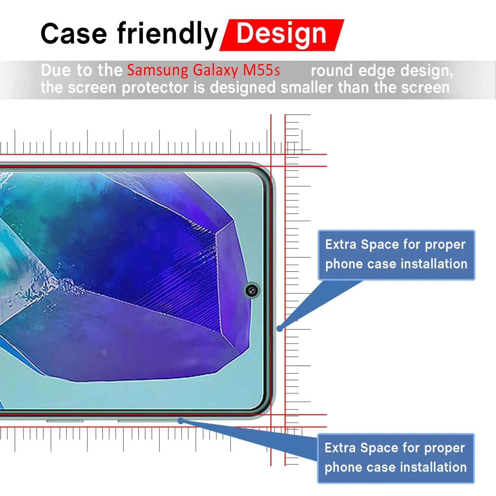 Screen Protector for Samsung Galaxy M55s 6.7 Tempered Glass Crystal HD 9H Transparent Anti Scratch Case Friendly High Aluminum