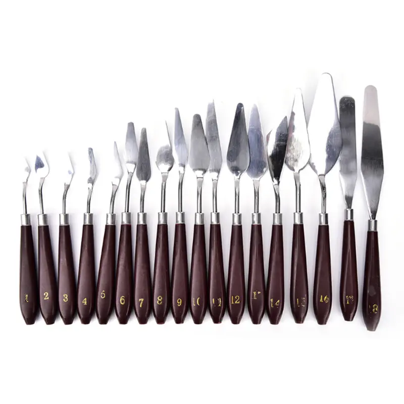 Oil painting knife Handle Spatula Palette Stainless Steel Knife Arts Painting Tool Artist Mixing Knife  Knives Wood Handle 1pc