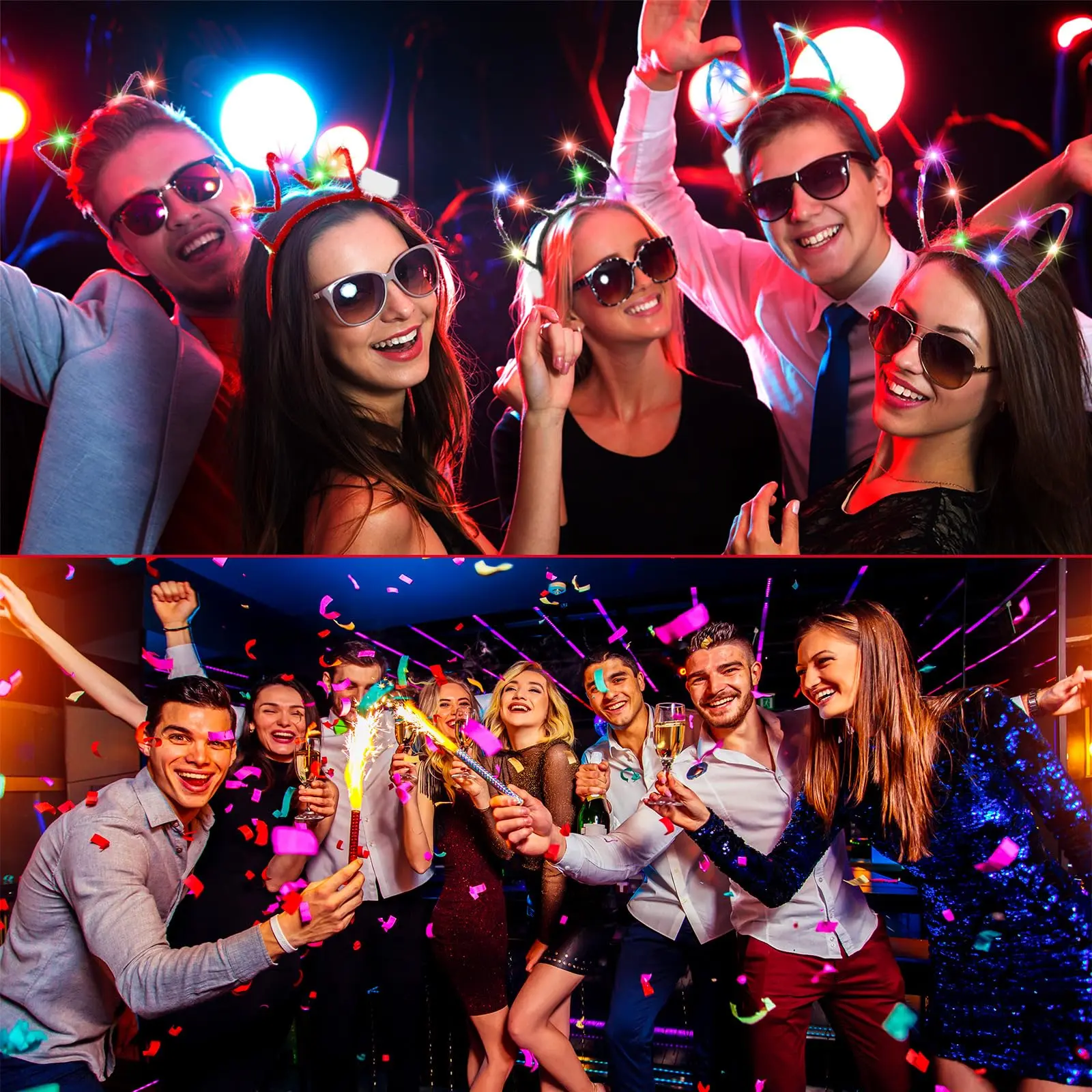 10-120PCS LED Flower Headband Crown Cat Ears Headband Light up Headband Glow in the Dark Headband for Wedding Party Favors