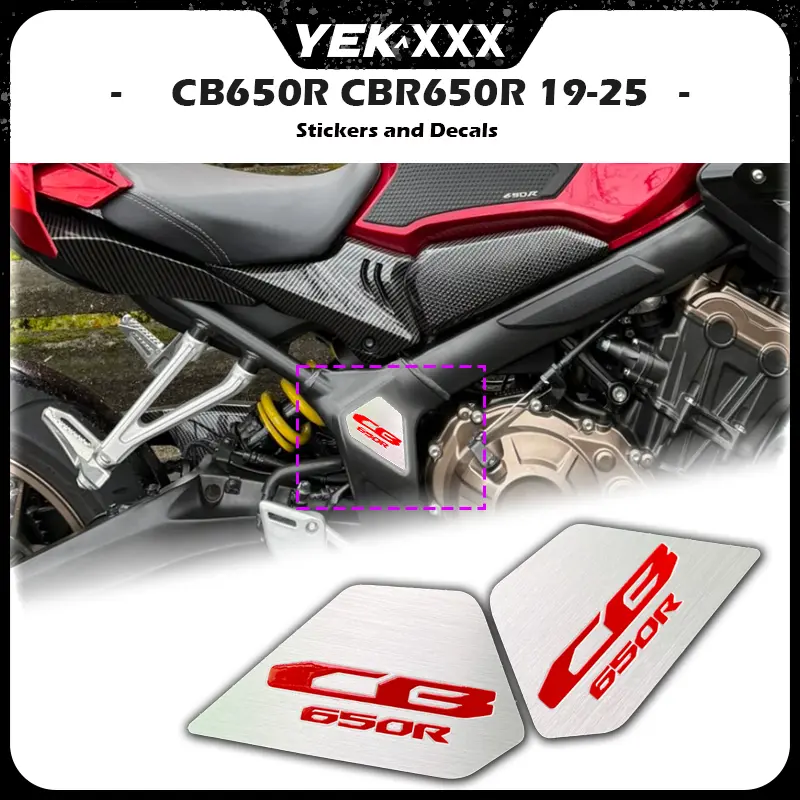 For Honda CB650R CBR650R 2019-2025 - Stainless Steel Side Cover Trim with R Type R Emblem Stickers