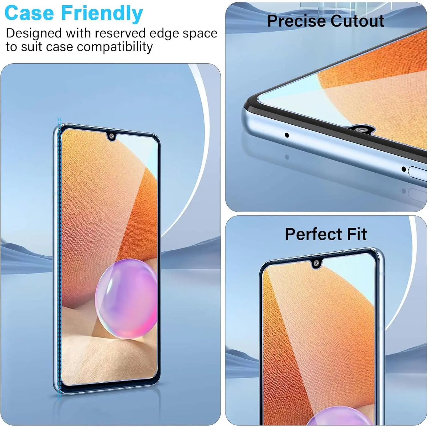 Screen Protector For Samsung Galaxy A32 4G 6.4 Tempered Glass HD Crystal High Aluminum 9H Anti Scratch Case Friendly