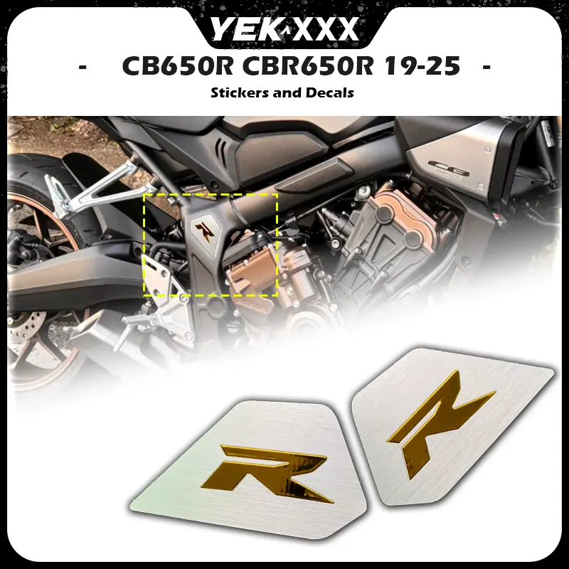 For Honda CB650R CBR650R 2019-2025 - Stainless Steel Side Cover Trim with R Type R Emblem Stickers