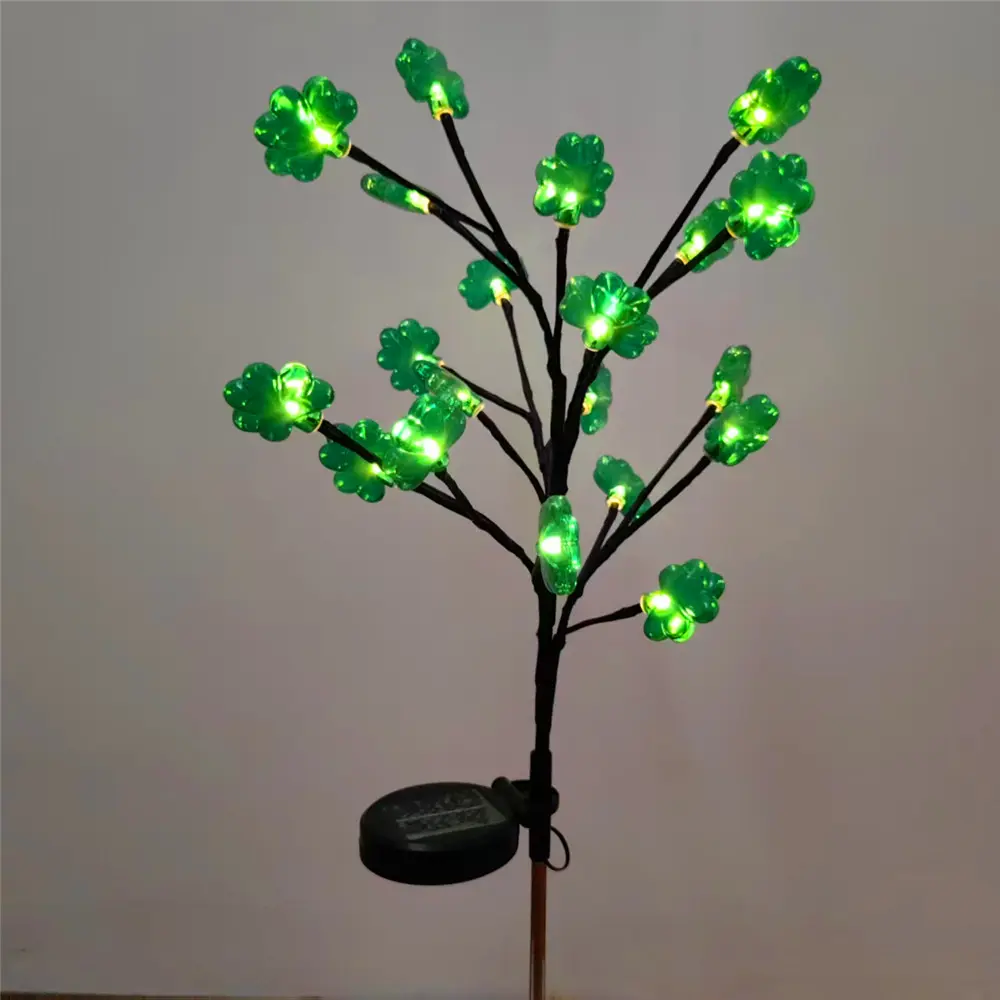 20 LED Clover Solar Powered Outdoor Lights Lawn Lamp Garden Tree LED Balls Bees Ground Plug Light Landscape Waterproof Light 210
