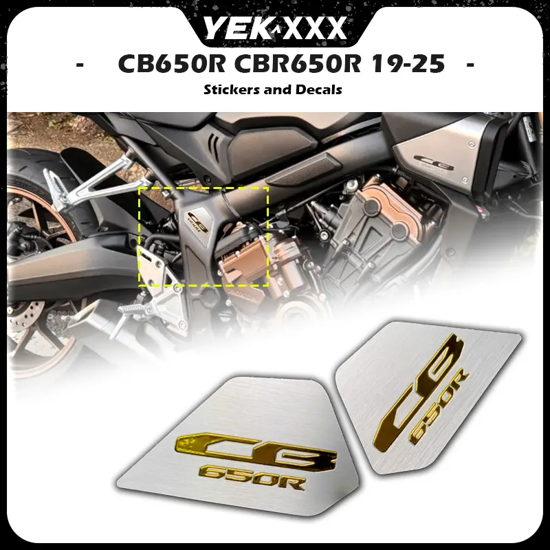 For Honda CB650R CBR650R 2019-2025 - Stainless Steel Side Cover Trim with R Type R Emblem Stickers