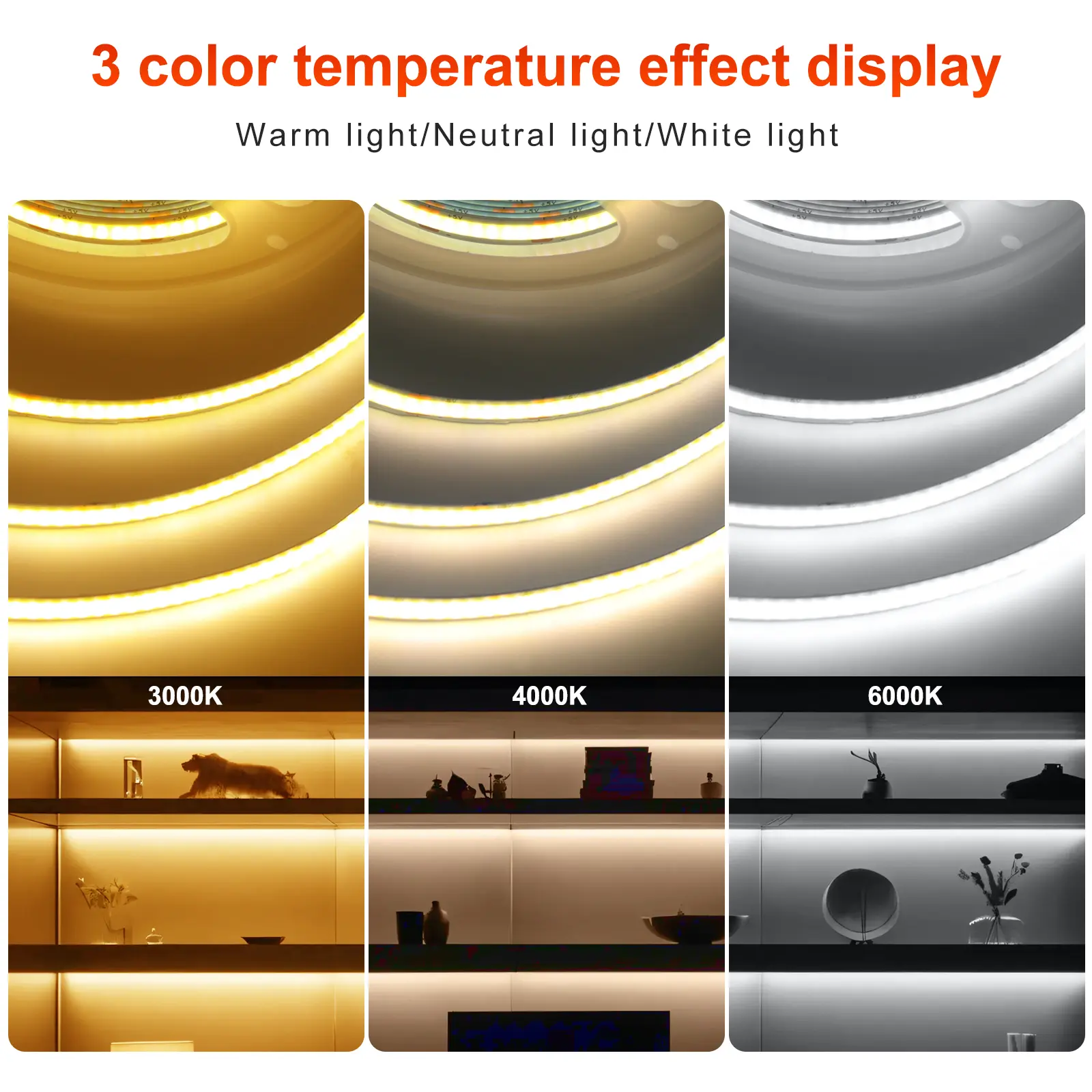 1m/2m/3m LED Lights Strip Waterproof 5V USB COB LED Strip Flexible Dimmable LED Strip Lights for Indoor and Outdoor Bedroom