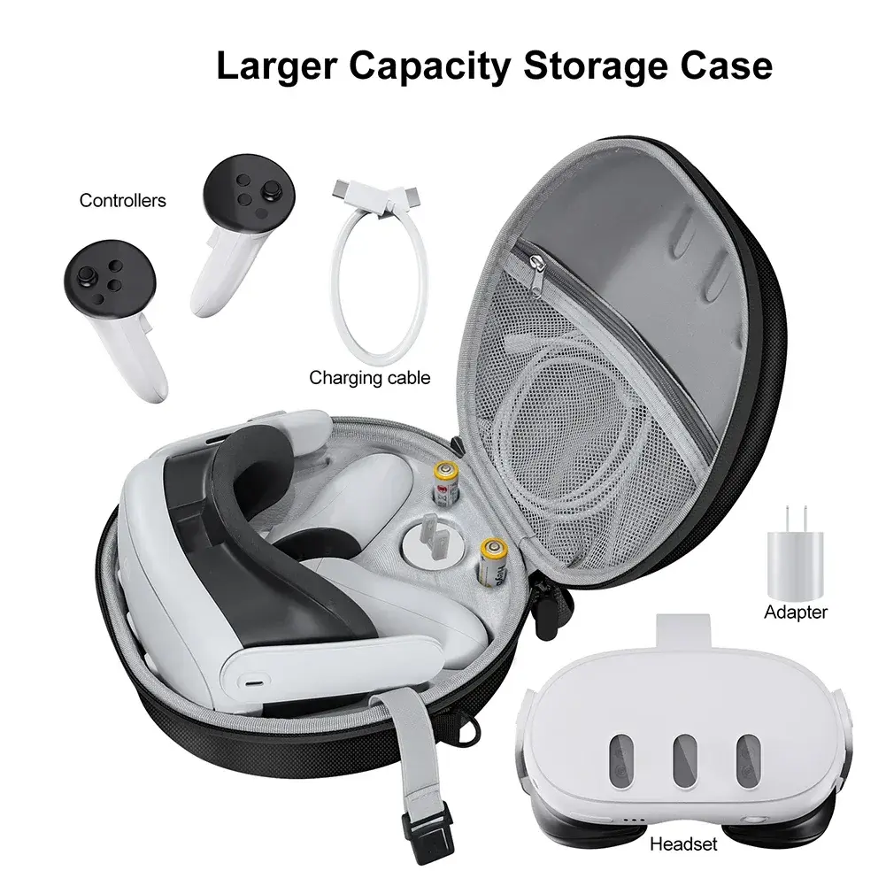 EVA Carrying Case for Meta Quest 3 Headset Storage Bag Shockproof Protective Bag with Shoulder Strap VR Glasses Accessories