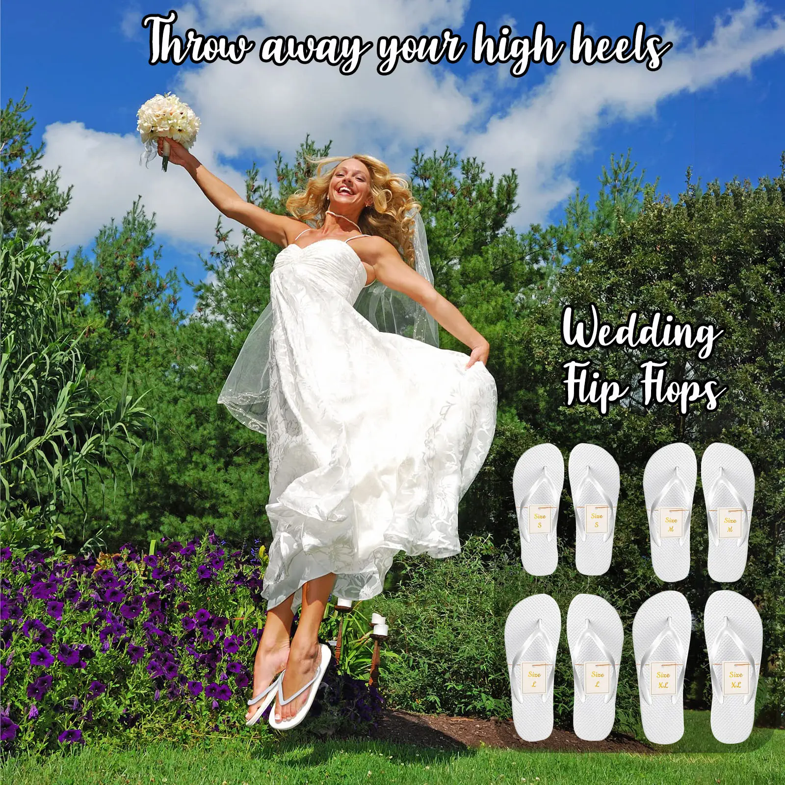12-120 Pairs Wedding Flip Flops for Guests Bridesmaid Beach Sandals Spa Slippers with Size Cards Bride Party Favors for Wedding