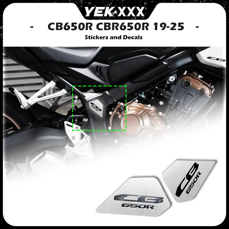For Honda CB650R CBR650R (2019-2025) - Frame Side Cover Trim Covers Set in Stainless Steel, Including R Type R Emblem Stickers