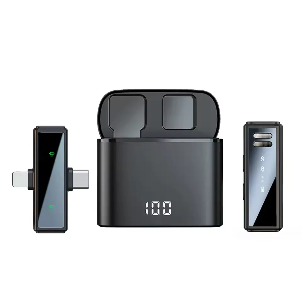 Professional Wireless Lavalier Microphone Recording For PC iPhone Android With Charging Box  Noise Reduction Audio Mini Mic Live