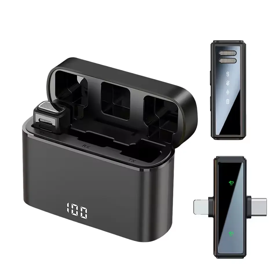 Professional Wireless Lavalier Microphone Recording For PC iPhone Android With Charging Box  Noise Reduction Audio Mini Mic Live