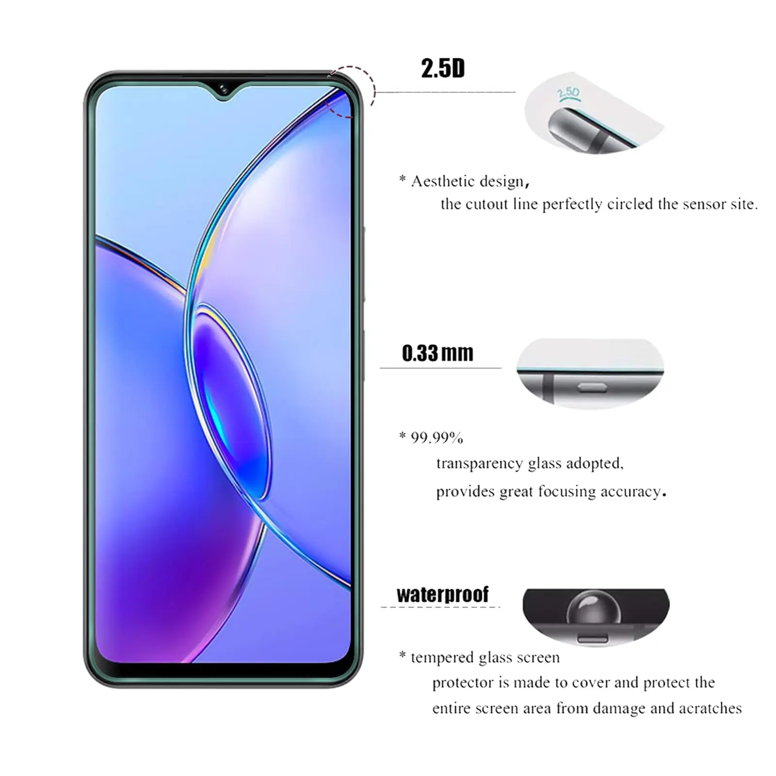 Screen Protector For VIVO Y18 Y18e Y17s Tempered Glass HD Crystal High Aluminum  9H Clear Case Friendly