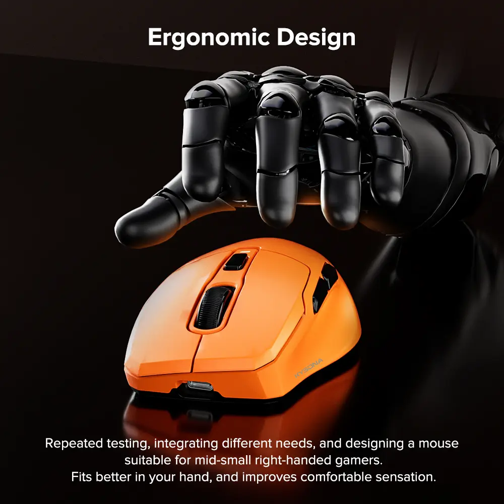 KYSONA Uranus PRO Wireless Gaming Mouse 8K Polling Rate PAW3395 Optical Sensor 26k DPI 54g Ultra-Lightweight Tri-Mode Connection