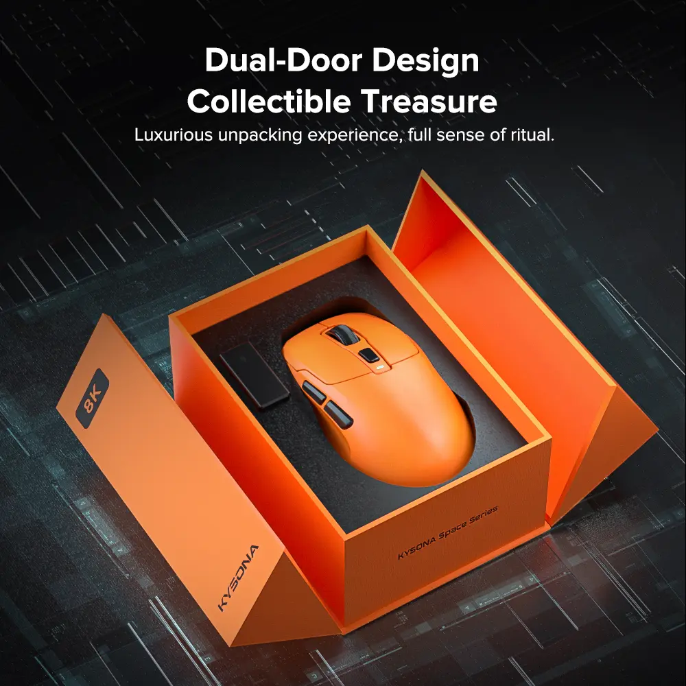 KYSONA Uranus PRO Wireless Gaming Mouse 8K Polling Rate PAW3395 Optical Sensor 26k DPI 54g Ultra-Lightweight Tri-Mode Connection