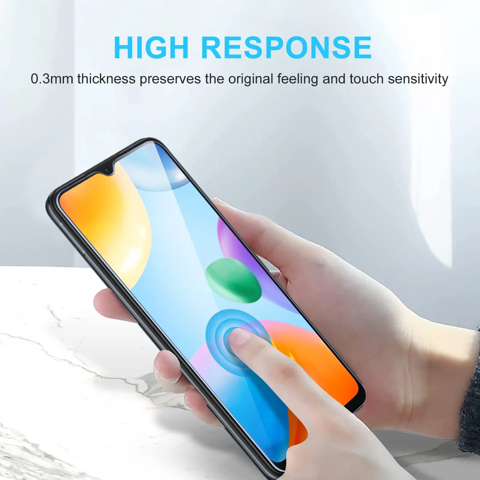 Screen Protector For Redmi 10C Xiaomi, Tempered Glass HD Crystal  9H Anti Scratch Case Friendly Mica High Aluminum