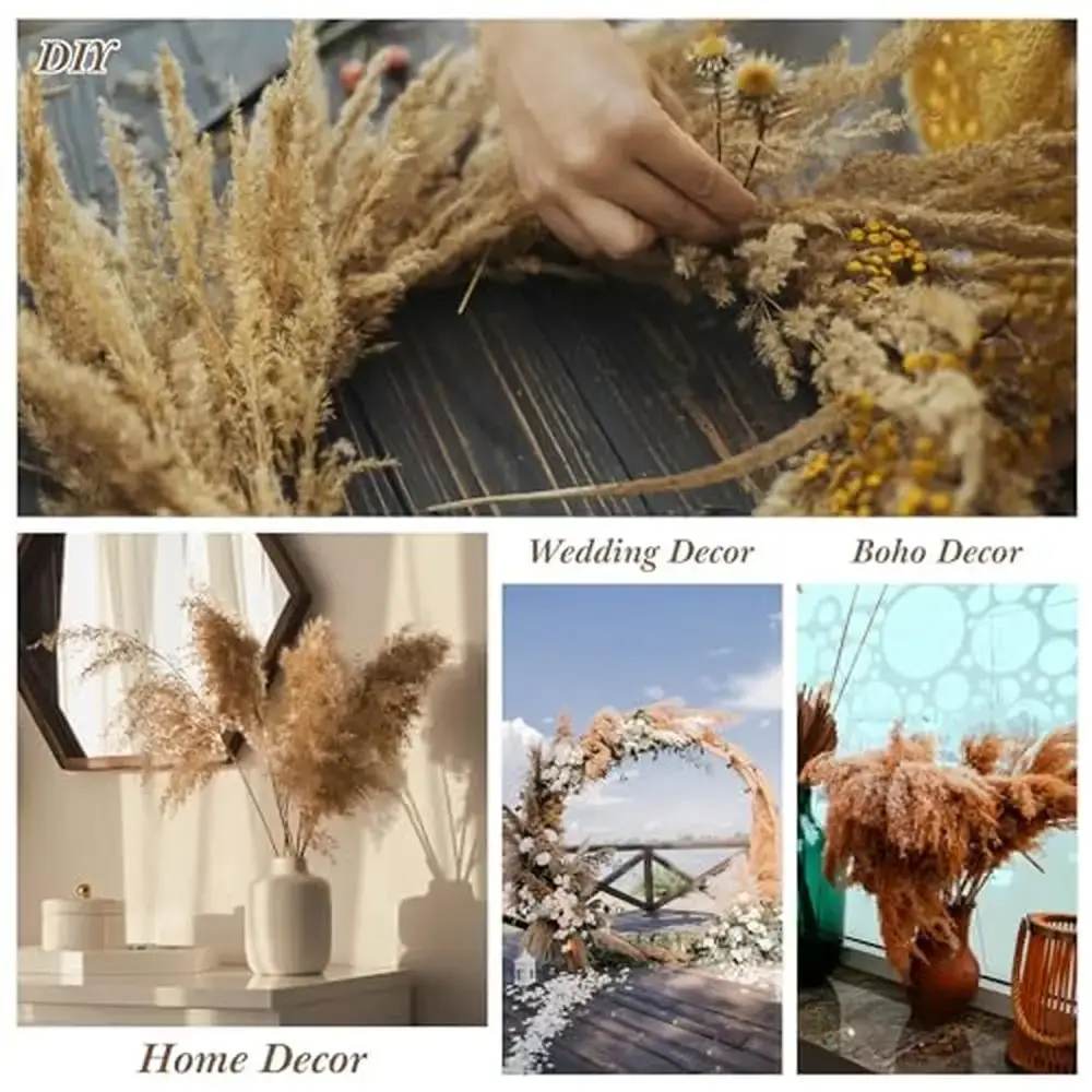 150pcs Dried Pampas Grass Bulk Natural Fluffy Boho Wedding Decor Bouquets