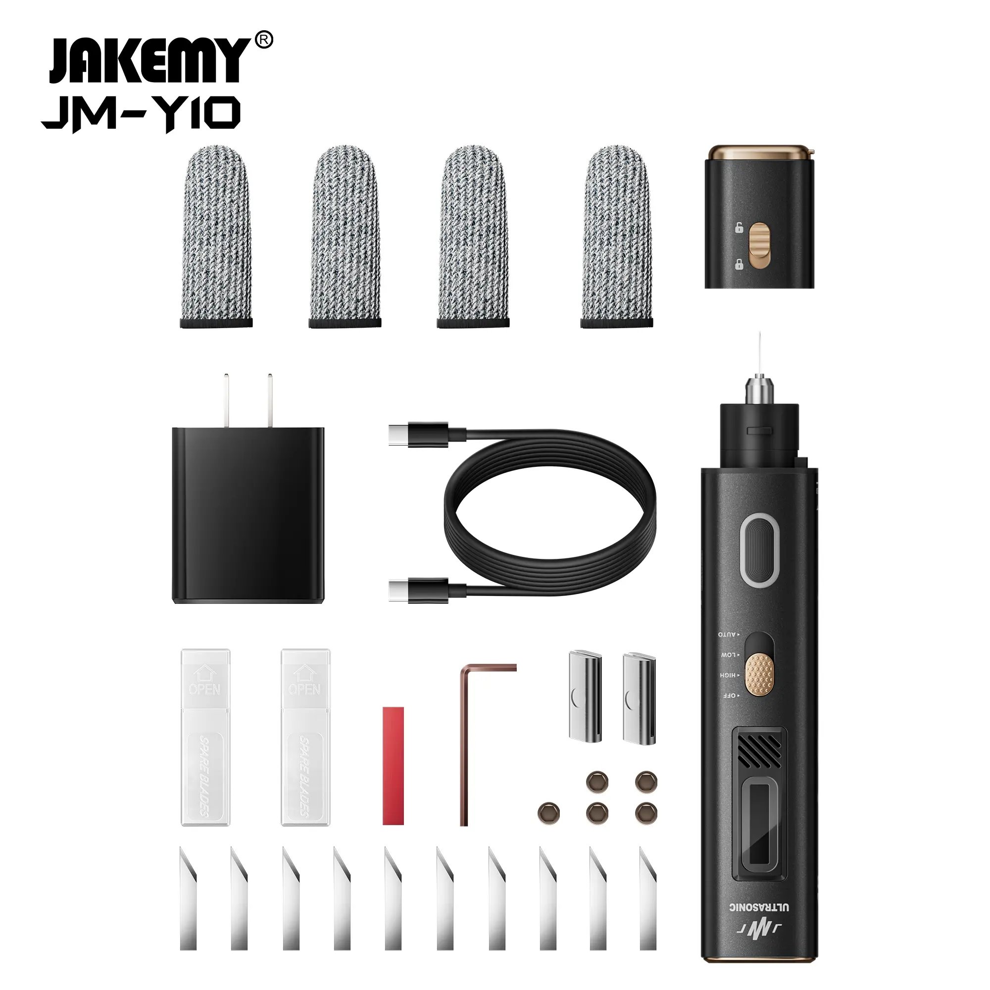 JAKEMY 35W 40kHz 2-in-1 Handheld Ultrasonic Cutter & Polisher, Dedicated To Fast and Efficient Cutting, Grinding, and Polishing