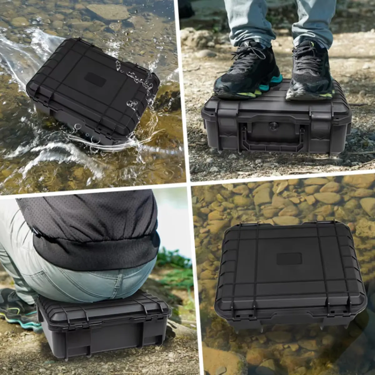Black durable hard protective box, made of PP plastic, suitable for carrying cases for cameras, A-ZMT