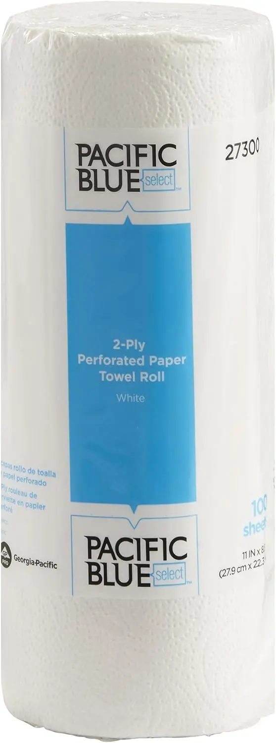 Blue Select 2-Ply Perforated Roll Paper Towels by Georgia-Pacific Pro, 100 Sheets Per Roll, 30 Rolls Per Case,white - 27300