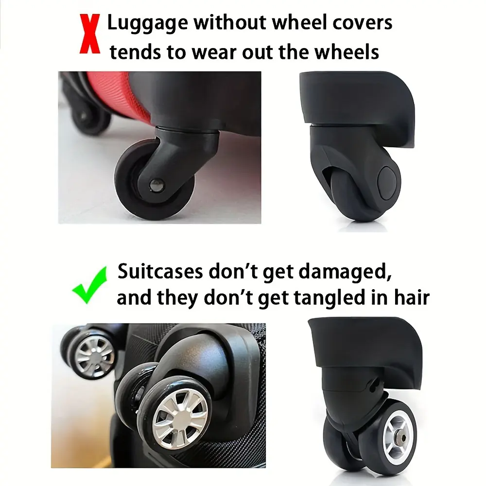 TravelLuggage Caster Shoes Silicone Suitcase Wheels Protection Cover withSilent Sound Reduce Noise Trolley Box Casters CoverA-DH