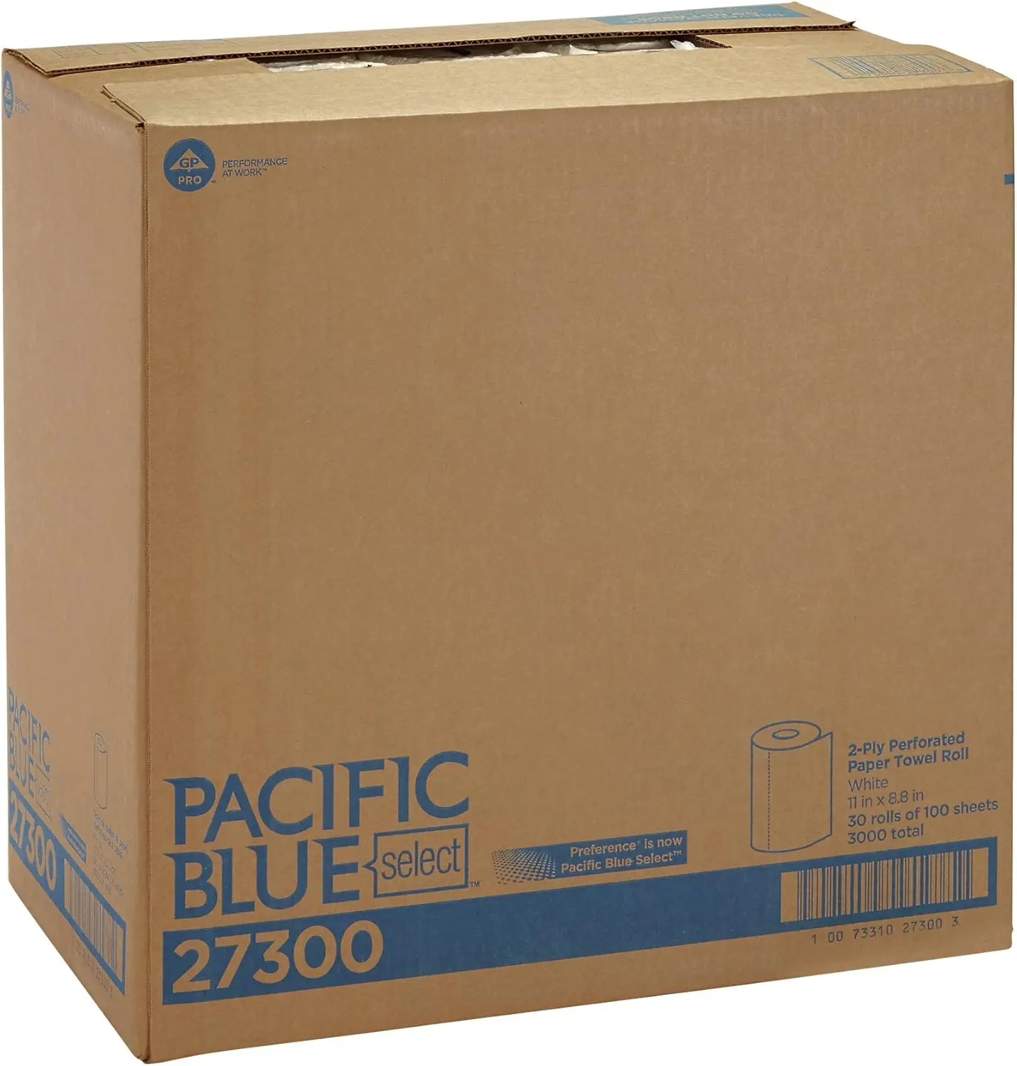 Blue Select 2-Ply Perforated Roll Paper Towels by Georgia-Pacific Pro, 100 Sheets Per Roll, 30 Rolls Per Case,white - 27300