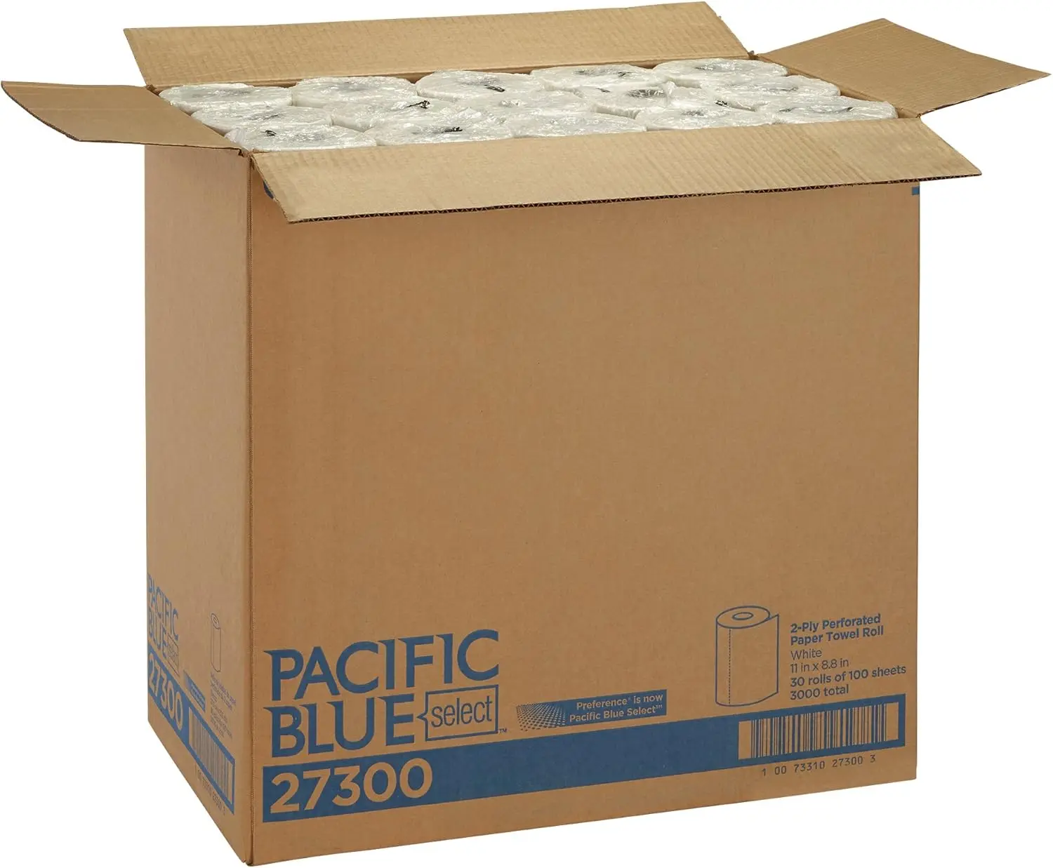 Blue Select 2-Ply Perforated Roll Paper Towels by Georgia-Pacific Pro, 100 Sheets Per Roll, 30 Rolls Per Case,white - 27300