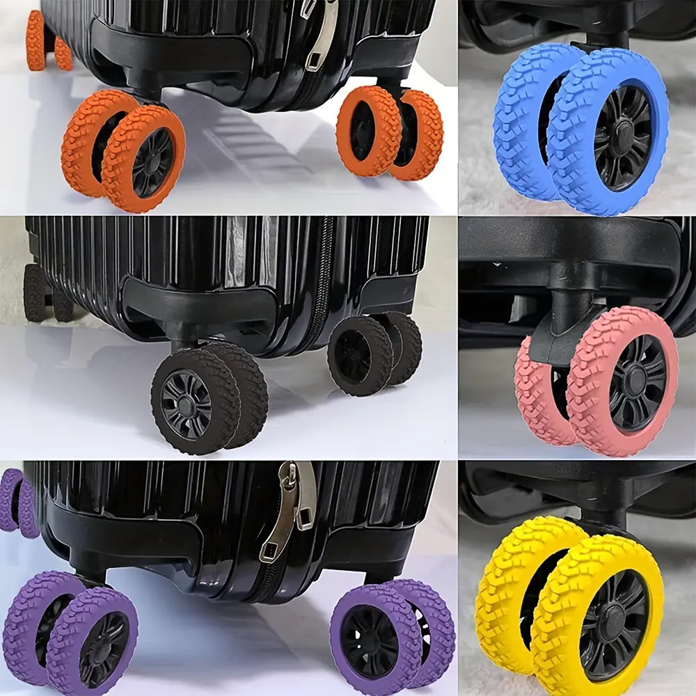 TravelLuggage Caster Shoes Silicone Suitcase Wheels Protection Cover withSilent Sound Reduce Noise Trolley Box Casters CoverA-DH