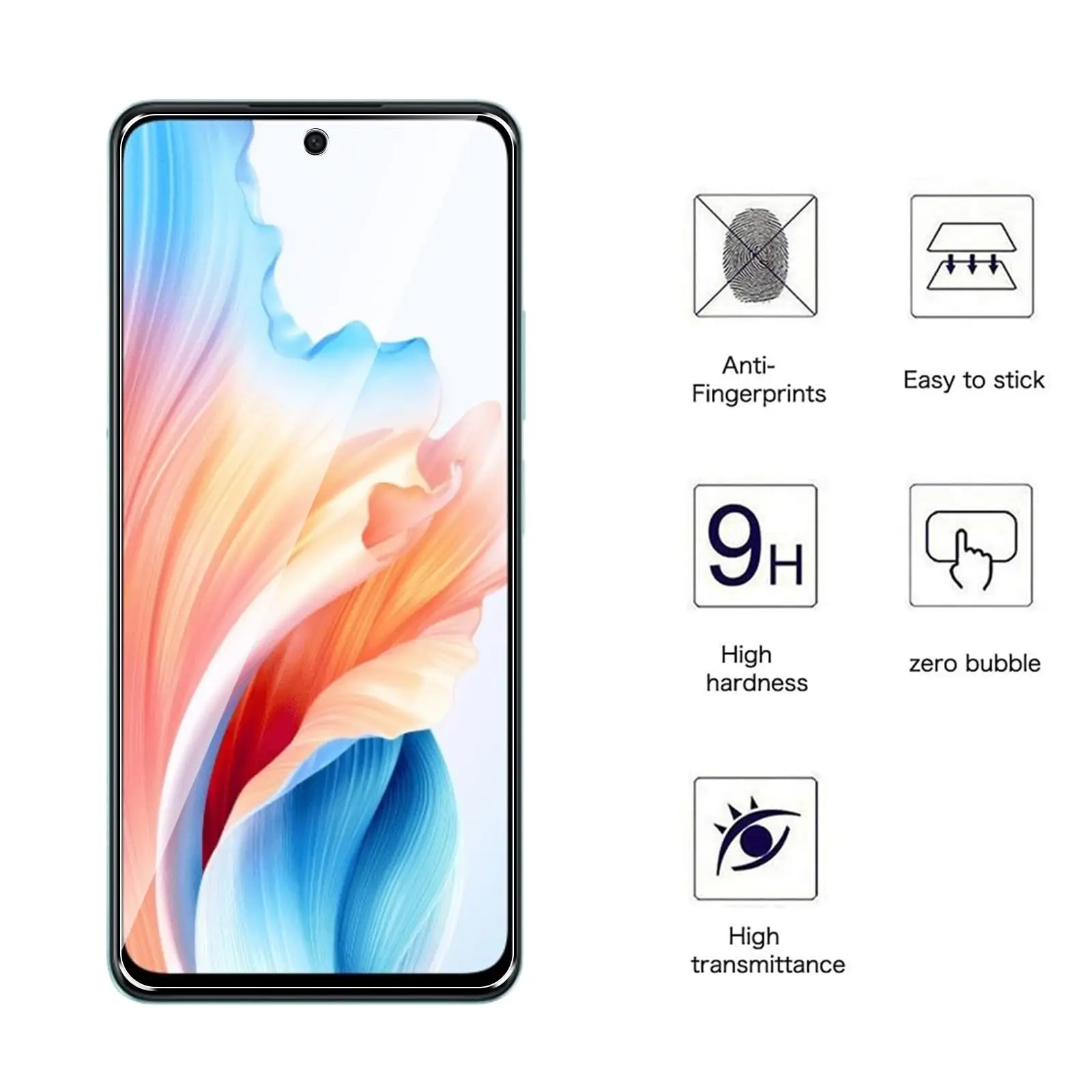 Screen Protector For OPPO A79 5G, Tempered Glass HD Crystal  9H Anti Scratch Case Friendly Mica High Aluminum