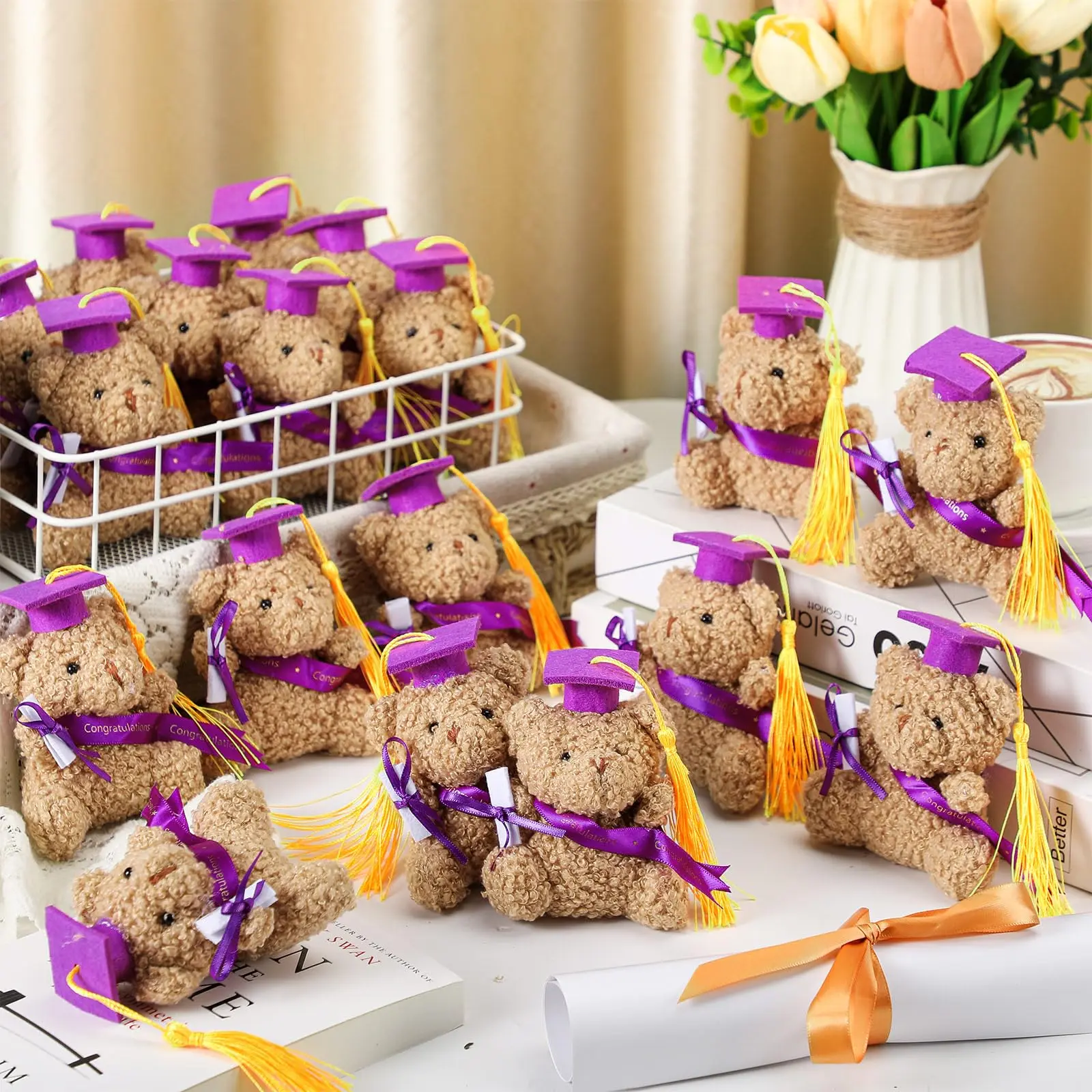 5-50 Pcs Graduation Bears Plush Bears Bulk Stuffed Animal for Kindergarten Gifts Primary School College High School Party Favors