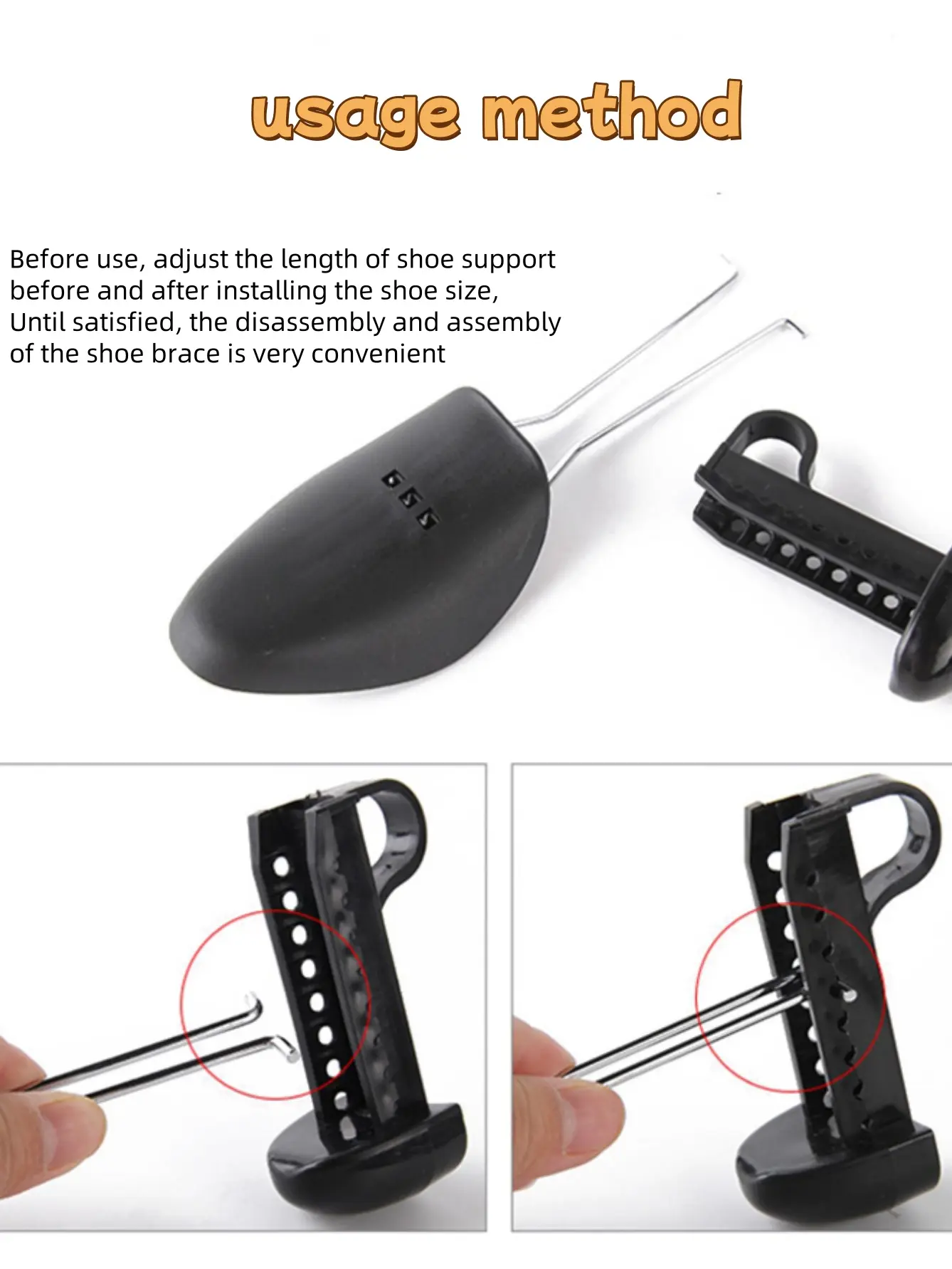 1 Pair Of Shoe Supports For Men Women Black Adjustable Wrinkle Resistant Plastic  Lasts Sports  Shaping Support Shoe Cover