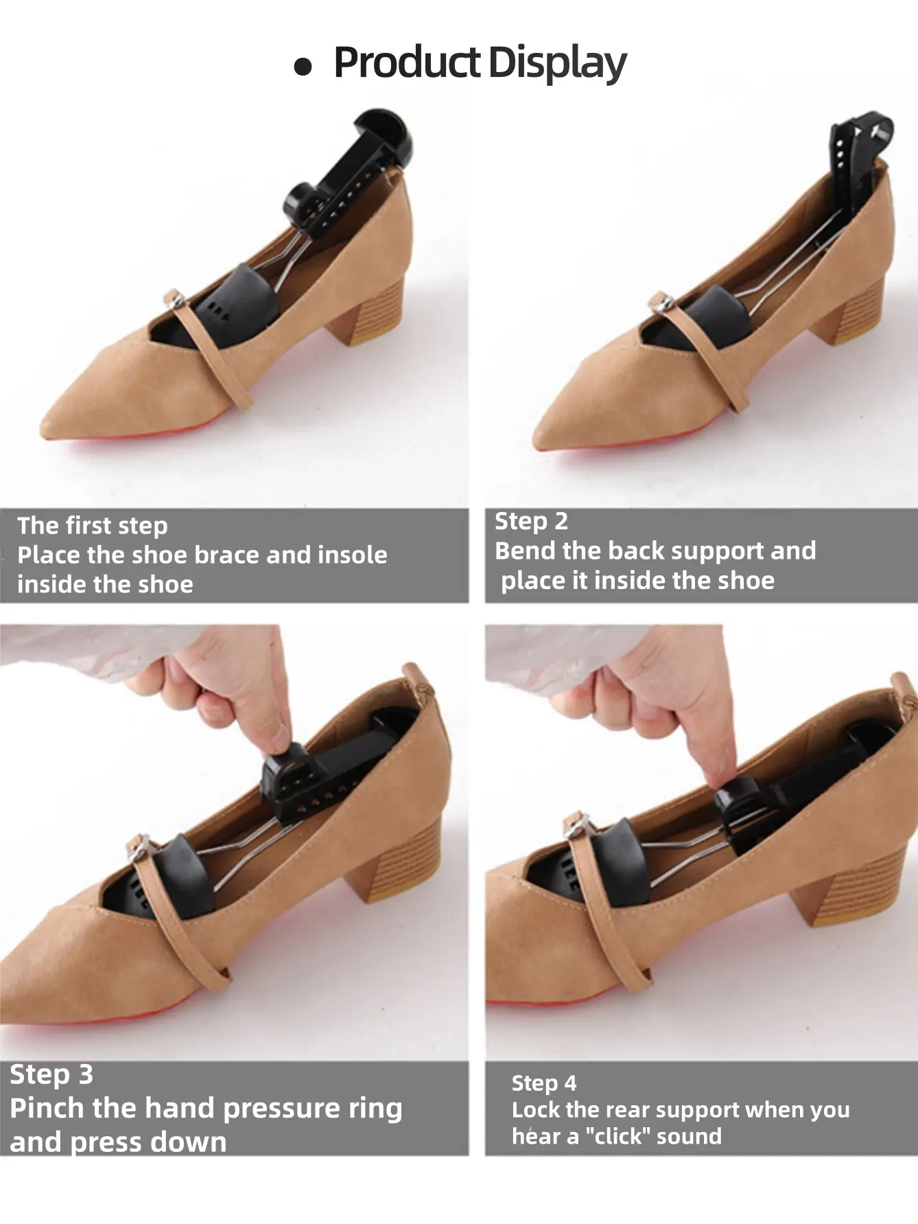 1 Pair Of Shoe Supports For Men Women Black Adjustable Wrinkle Resistant Plastic  Lasts Sports  Shaping Support Shoe Cover