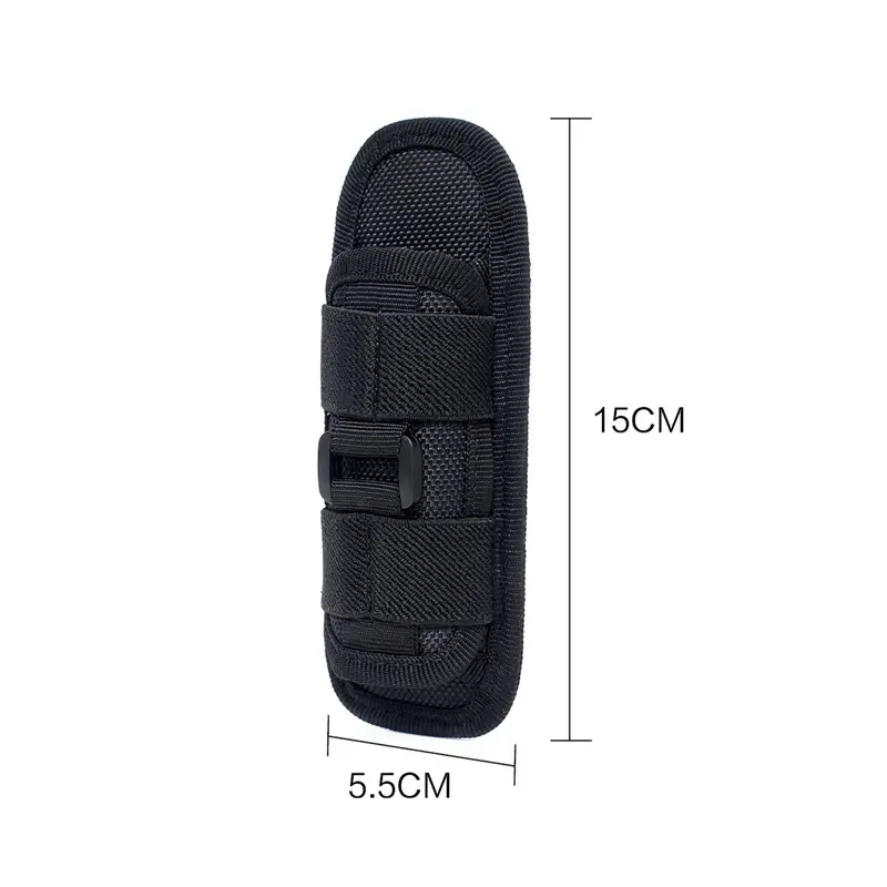 Tactical Hunting Molle Nylon Flashlight Pouch 360 Degrees Rotatable Outdoor Flashlight Cover Holster Torch Case Portable Torch