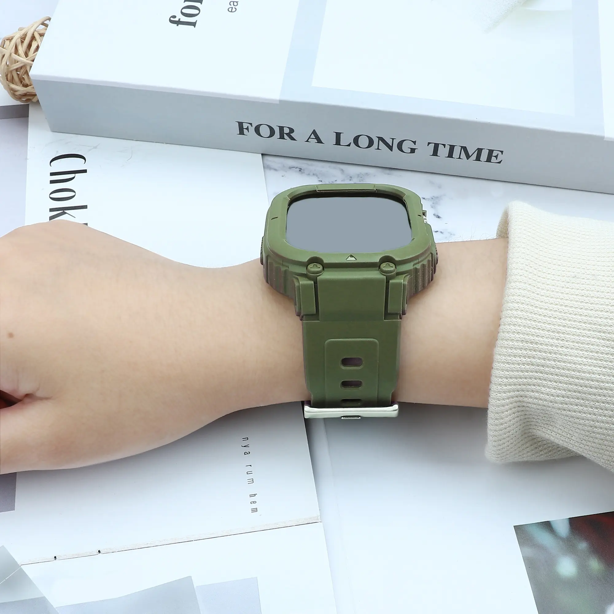 Band Case Compatible with Apple Watch Band 44mm40mm45mm41mm49mm, Sport Men Women Rugged Military Protective Cover Bumper Strap