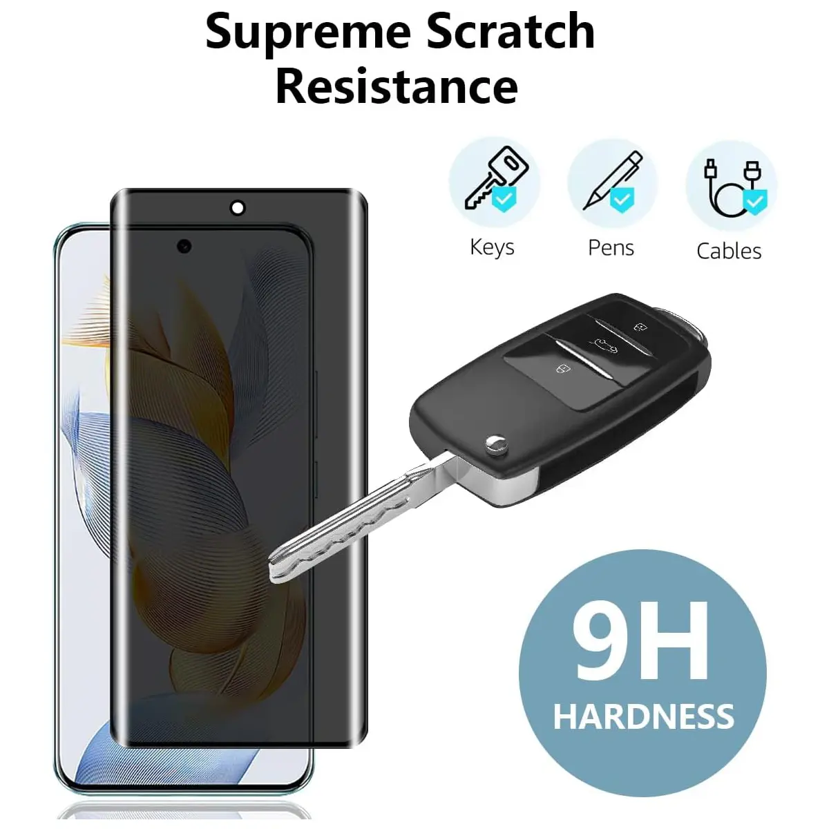 Anti Spy Screen Protector For HONOR 90, 3D Privacy Tempered Glass 9H Peep Case Friendly High Aluminum