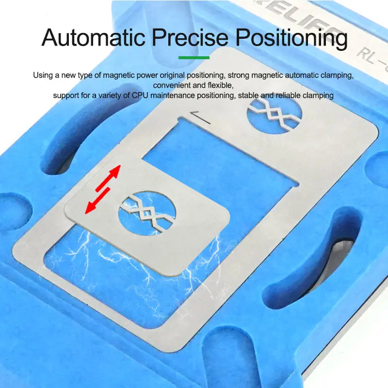 RELIFE RL-601MA Universal CPU Reballing Stencil Platform For A8-17-A18 IP6~15-16 Pro Max IC Chip Planting Tin Template Fixture