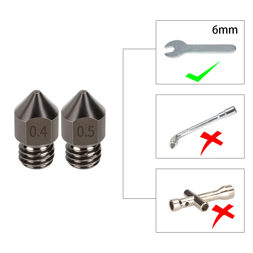 5 Pcs MK8 Nozzle Hardened Steel M6 Corrosion-Resistant Extruder 0.4/0.6/0.8mm 3D Printer Nozzle For CR10 Ender 3 Sapphire Pro