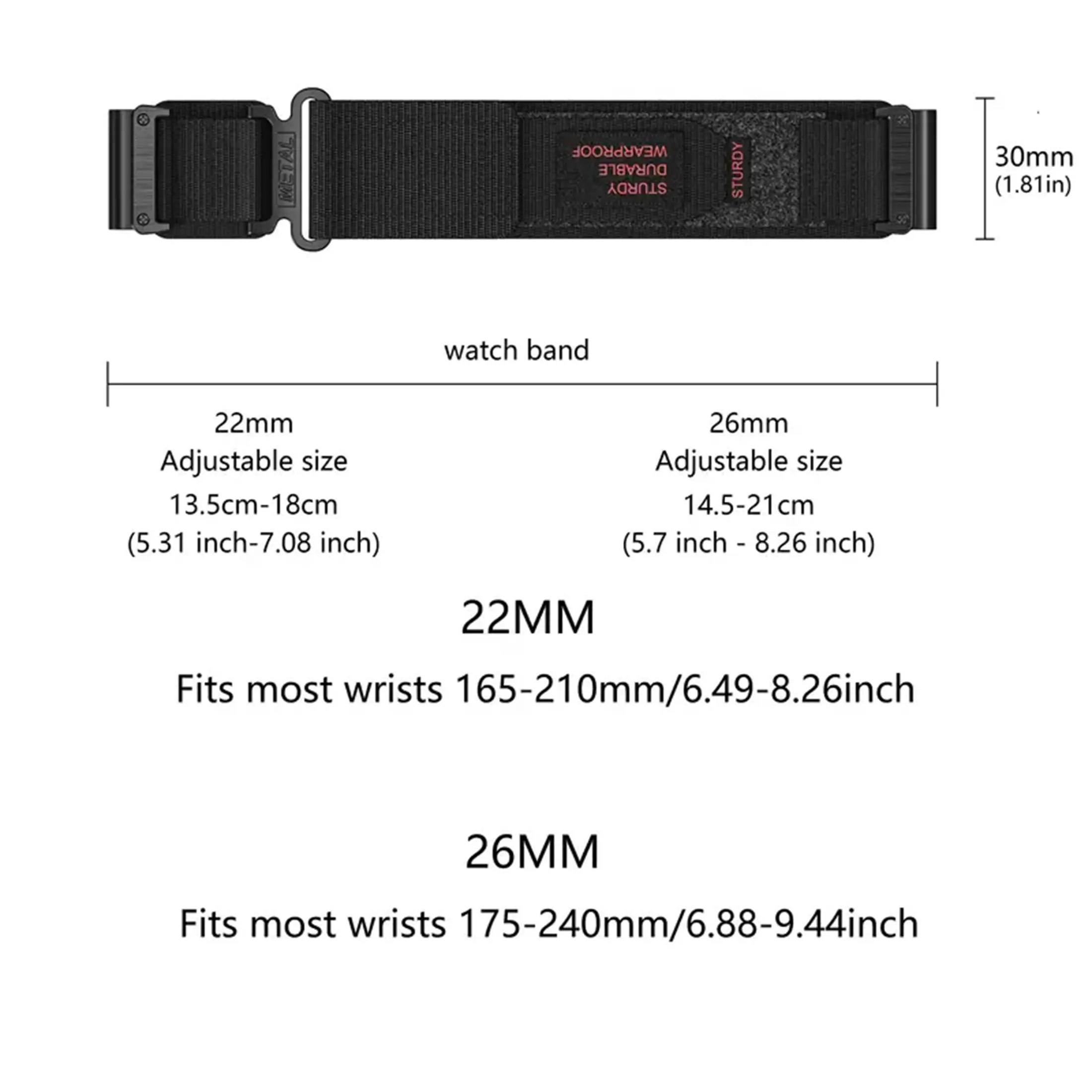 26mm/22mm Width Suitable For Garmin Fenix 7/ 7X Pro/ 6/ 6X Pro/ Sapphire 5/ 5X , Nylon Sports Strap Replacement Band For Men
