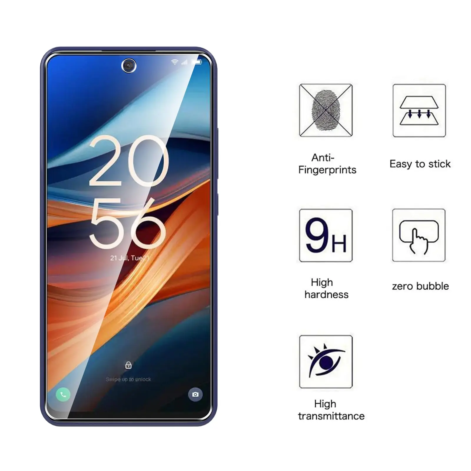 Screen Protector For TCL 50 SE Tempered Glass HD Crystal High Aluminum  9H Case Friendly